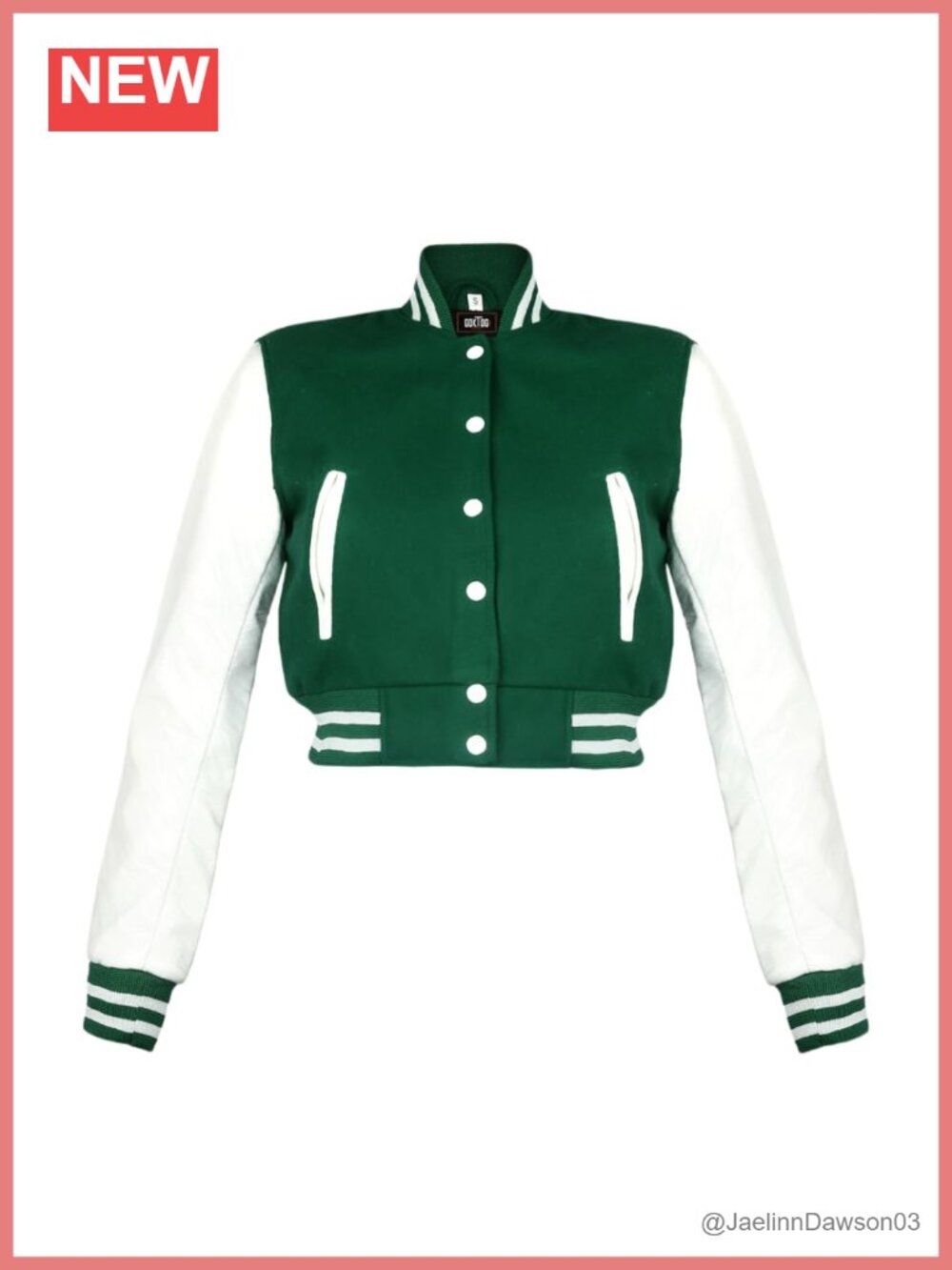 Cropped Varsity Jacket Genuine Leather Sleeves Wool Letterman
